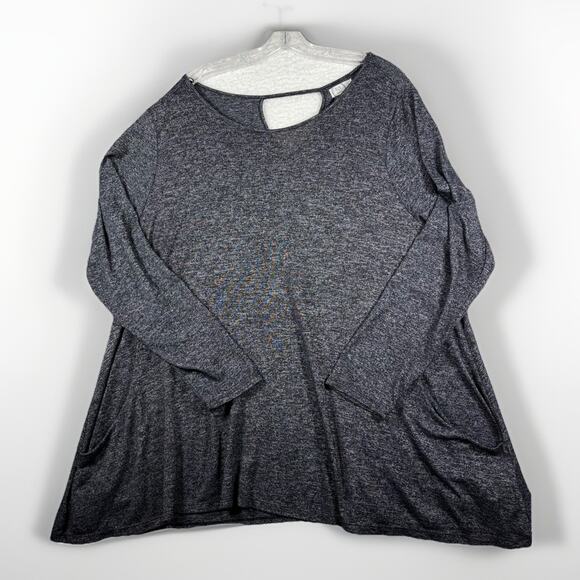 Maurice's Long Sleeve Tunic24/7 Plus Size 3X Black Heather Pockets Rayon Soft - Picture 1 of 9